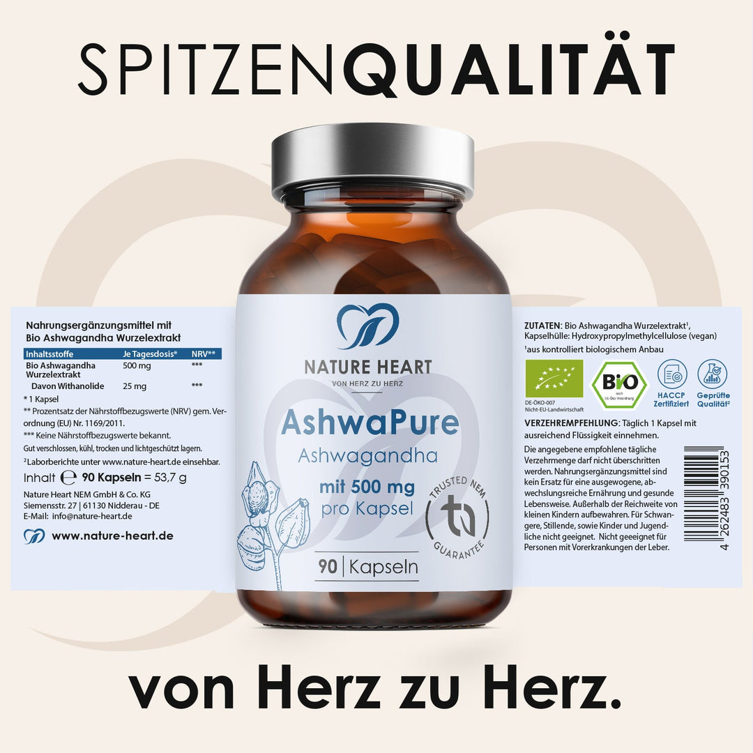 Nature Heart Nahrungsergänzungsmittel AshwaPure BIO KSM66
