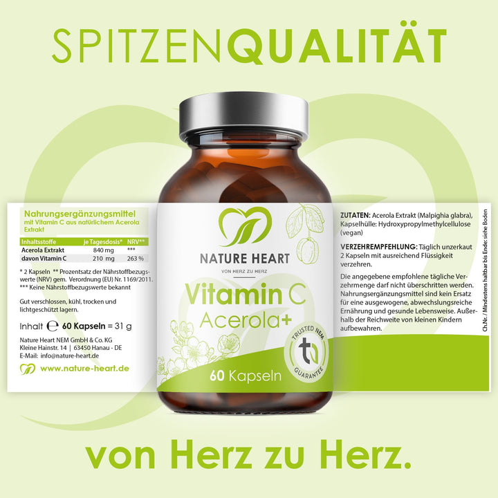 Nature Heart Nahrungsergänzungsmittel Vitamin C Acerola+