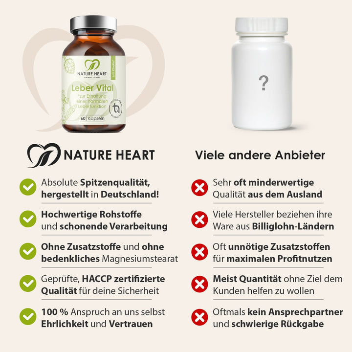 Nature Heart Nahrungsergänzungsmittel Leber Vital mit 9 Pflanzenextrakten