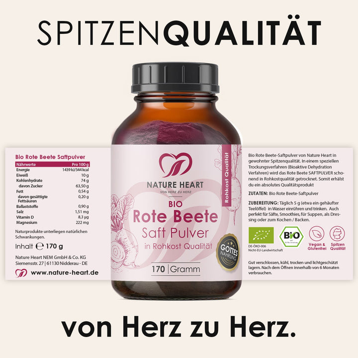 Nature Heart Nahrungsergänzungsmittel BIO Rote Beete - Saftpulver