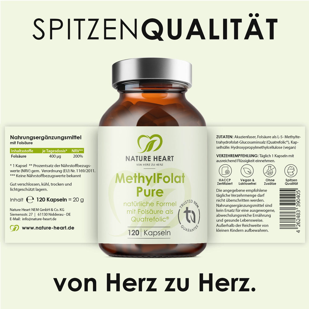 Nature Heart Nahrungsergänzungsmittel Methyl Folat Pure