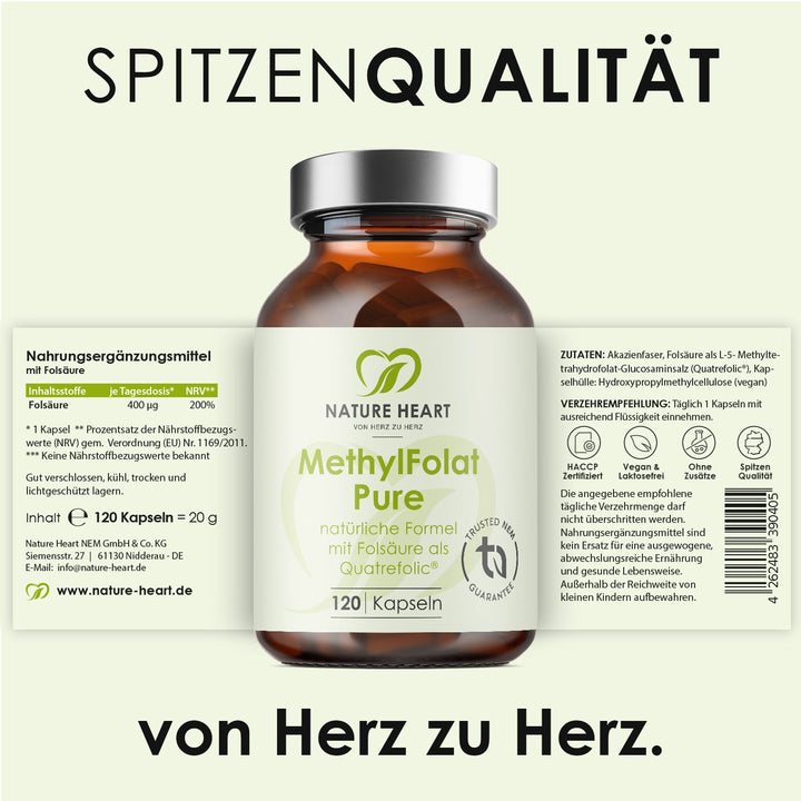 Nature Heart Nahrungsergänzungsmittel Methyl Folat Pure