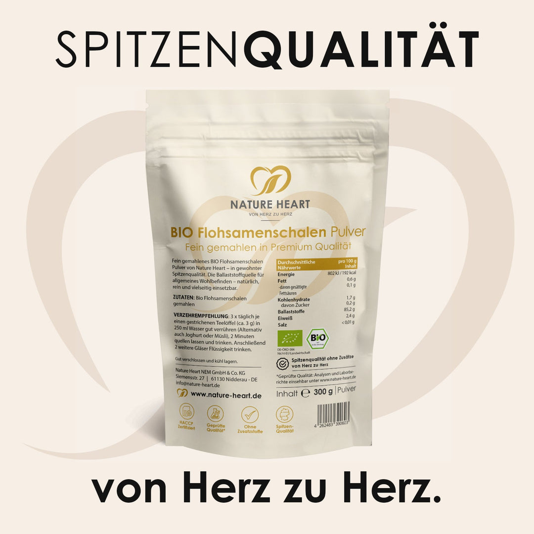 Nature Heart Nahrungsergänzungsmittel Flohsamenschalen BIO