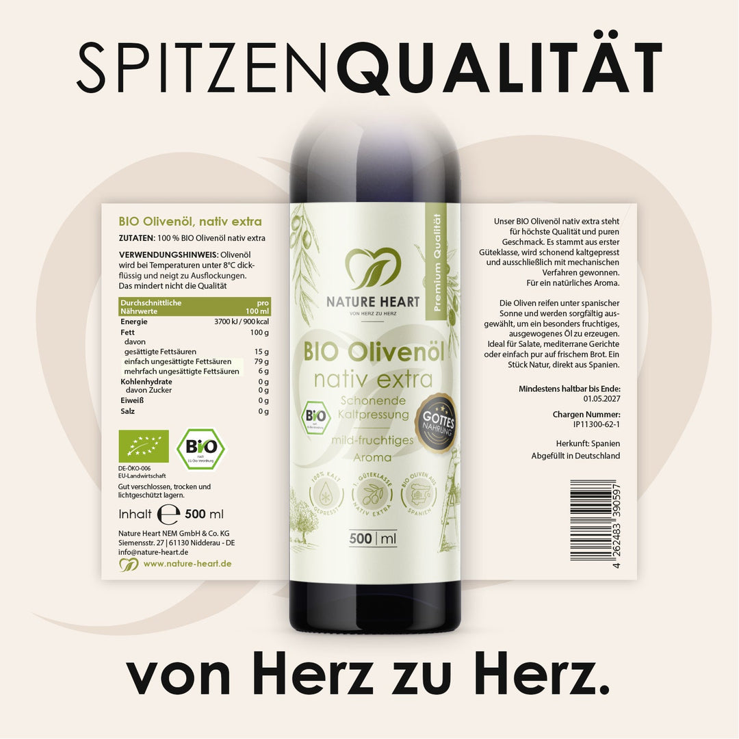 Nature Heart Nahrungsergänzungsmittel Olivenöl BIO nativ extra