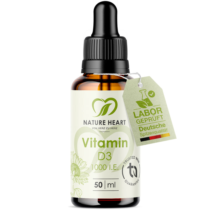 Nature Heart Nahrungsergänzungsmittel Vitamin D3 Tropfen 1.000 I.E.