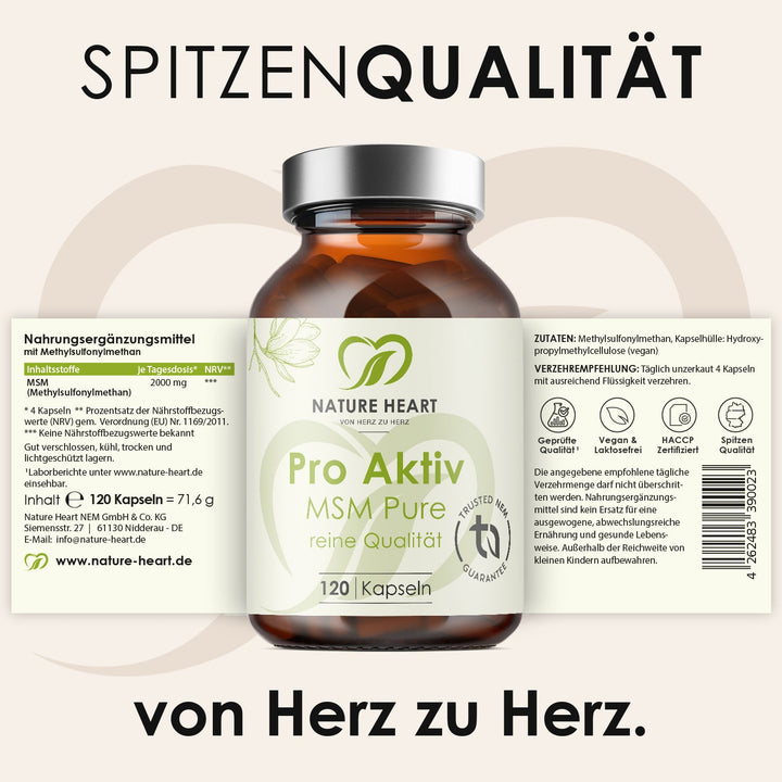 Nature Heart Nahrungsergänzungsmittel MSM Pure Pro Aktiv