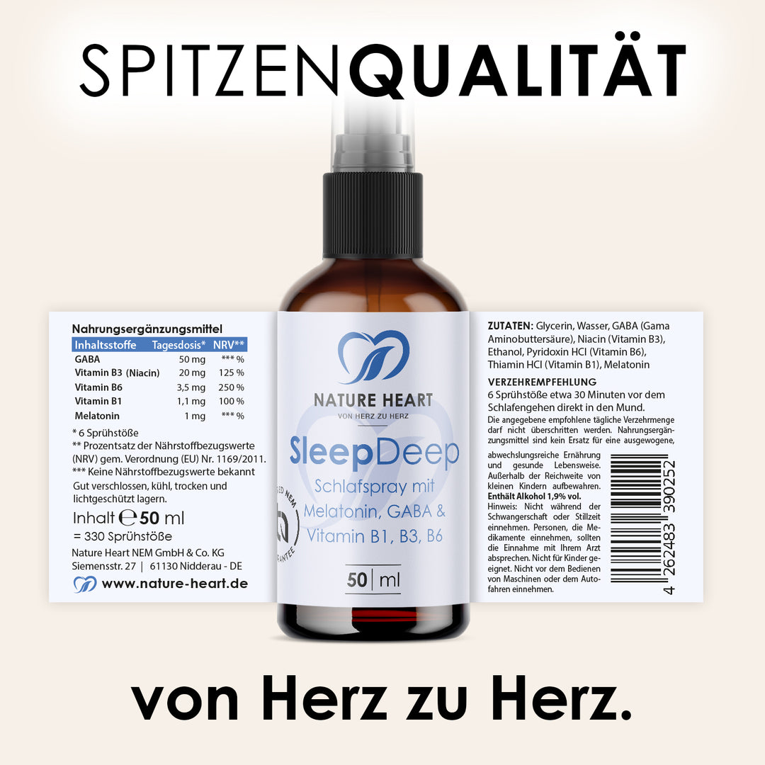 Nature Heart Nahrungsergänzungsmittel Sleep Deep Schlafspray mit Melatonin