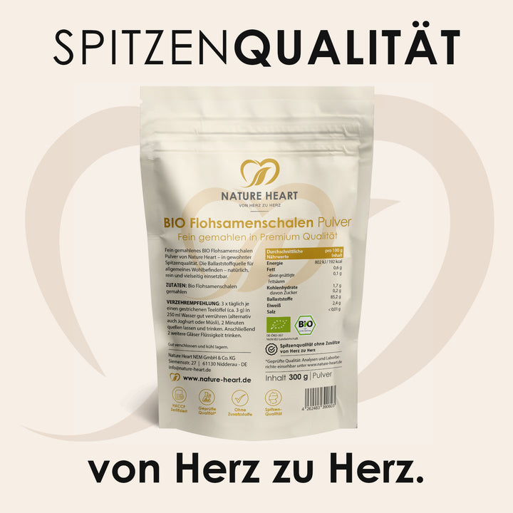 Nature Heart Nahrungsergänzungsmittel Flohsamenschalen BIO