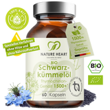 Nature Heart Nahrungsergänzungsmittel BIO Schwarzkümmelöl 1500+ Thymochinongehalt