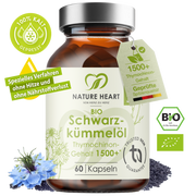 Nature Heart Nahrungsergänzungsmittel BIO Schwarzkümmelöl 1500+ Thymochinongehalt