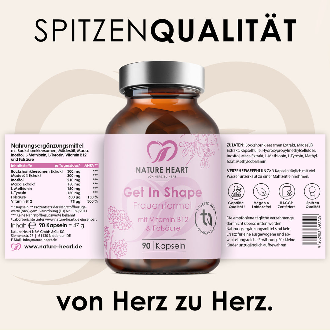 Nature Heart Mikronährstoff-Komplex Get In Shape – Frauenformel mit Vitamin B12 & Folsäure
