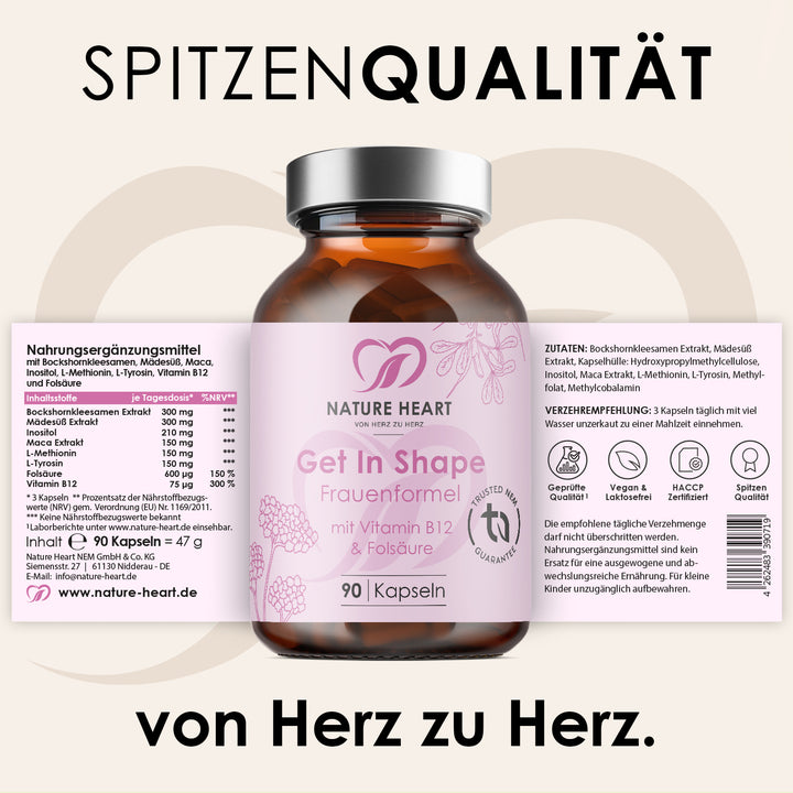 Nature Heart Mikronährstoff-Komplex Get In Shape – Frauenformel mit Vitamin B12 & Folsäure