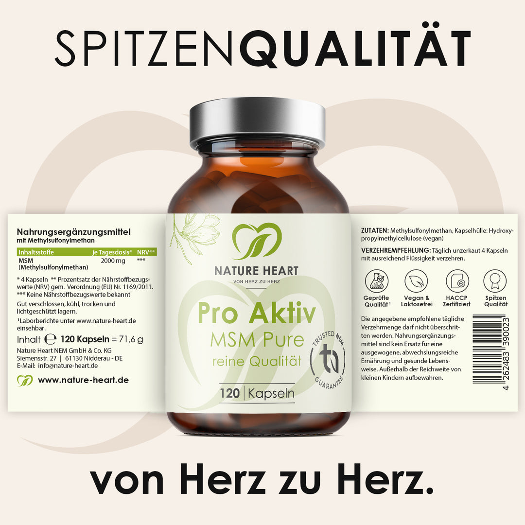 Nature Heart Mineralstoffe MSM Pure Pro Aktiv