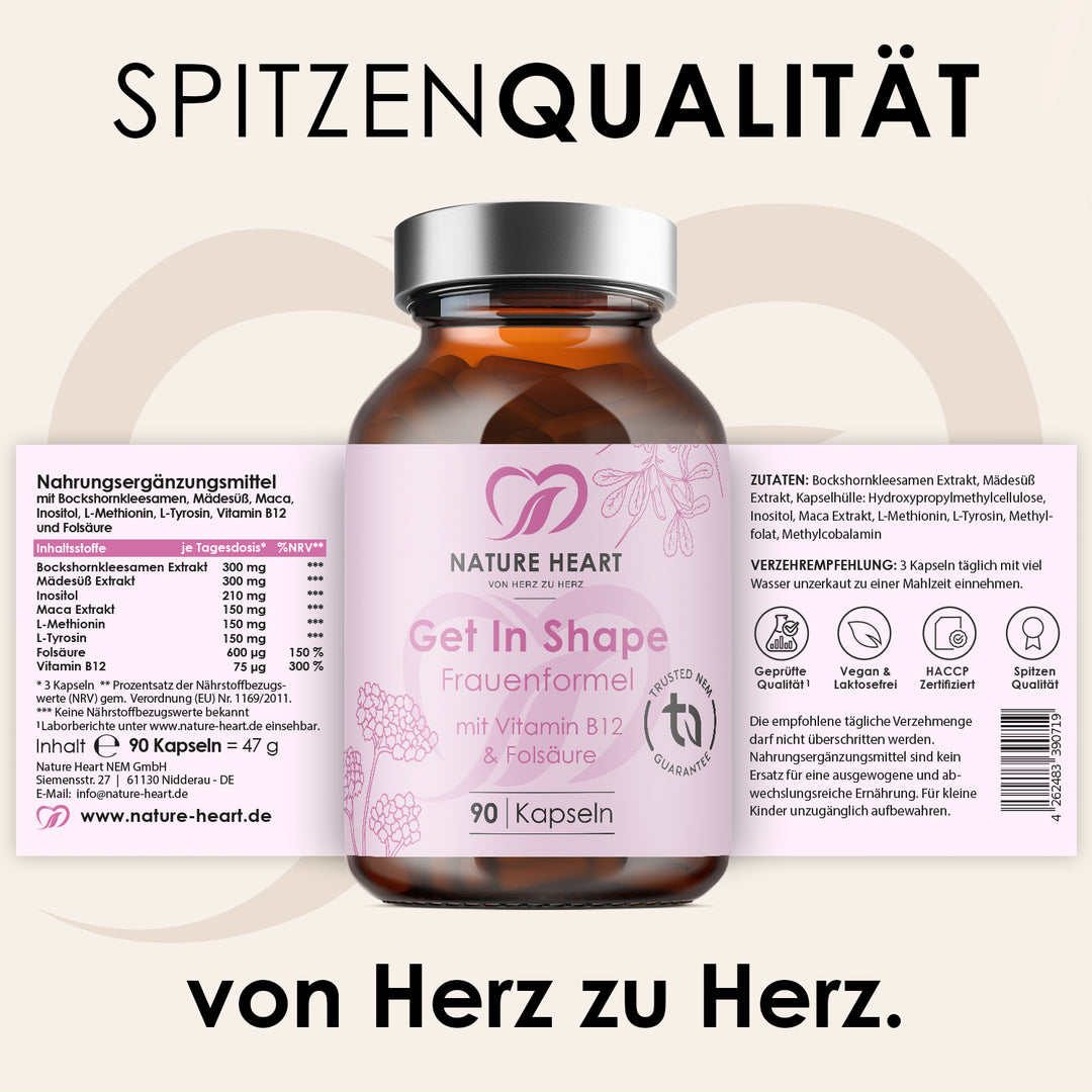 Nature Heart Mikronährstoff-Komplex Get In Shape – Frauenformel mit Vitamin B12 & Folsäure