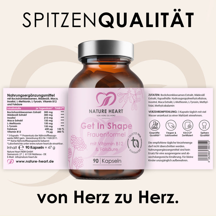 Nature Heart Mikronährstoff-Komplex Get In Shape – Frauenformel mit Vitamin B12 & Folsäure