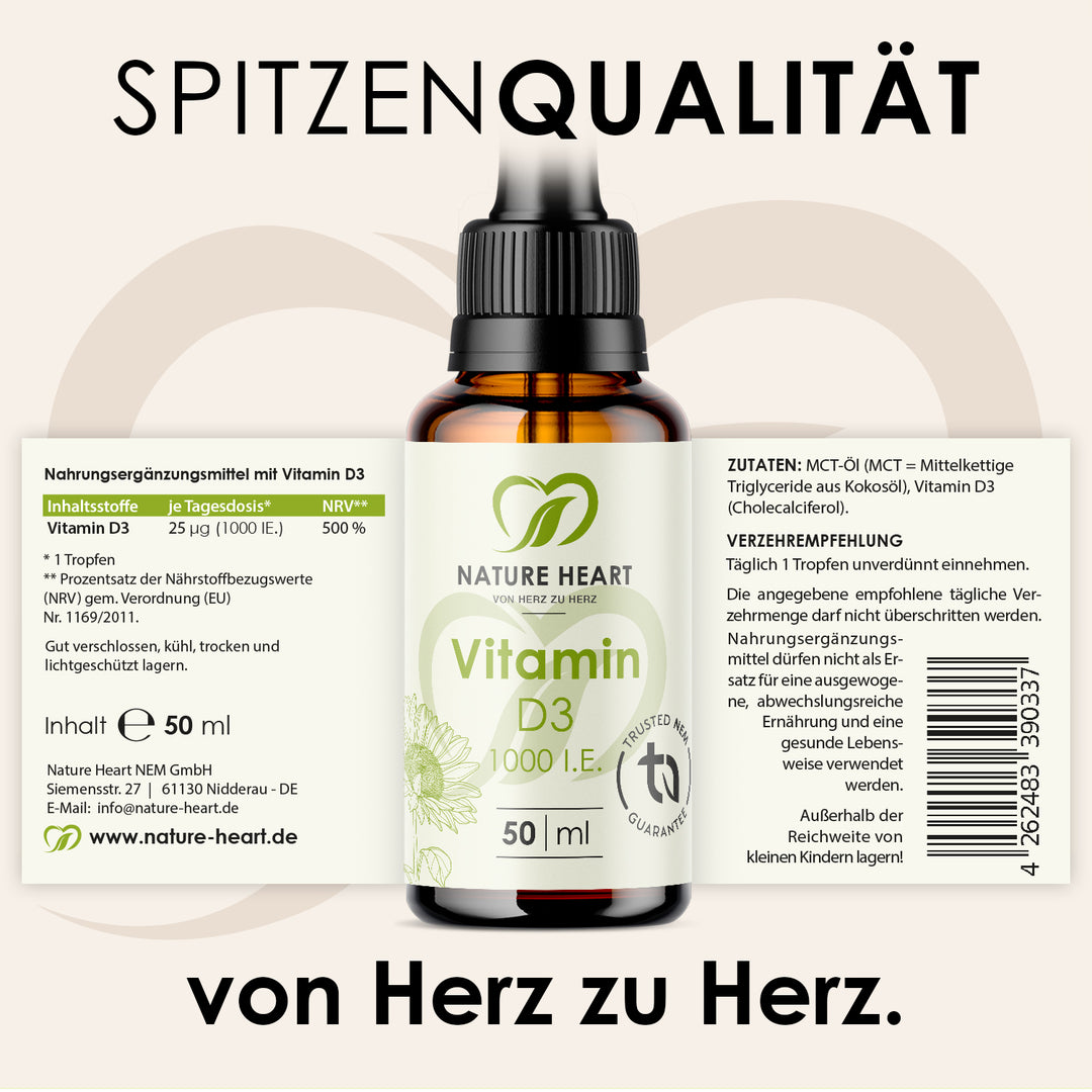 Nature Heart Mikronährstoff-Komplex Vitamin D3 Tropfen 1.000 I.E.