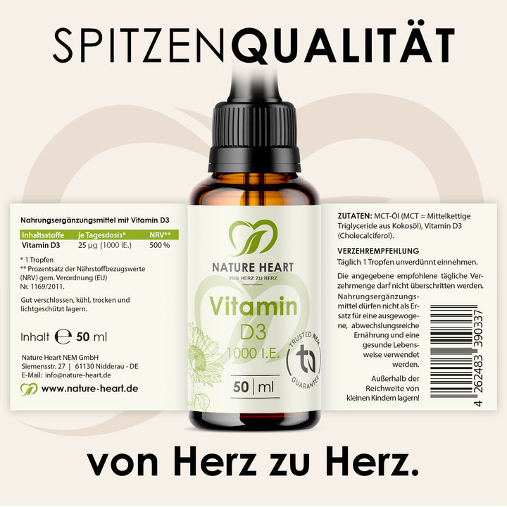 Nature Heart Mikronährstoff-Komplex Vitamin D3 Tropfen 1.000 I.E.