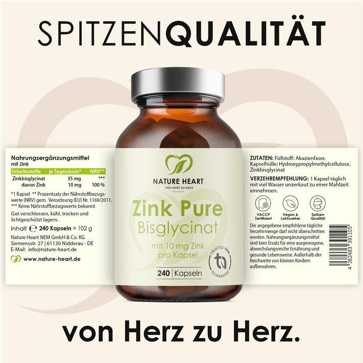 Nature Heart Mineralstoffe Zink Pure - Bisglycinat