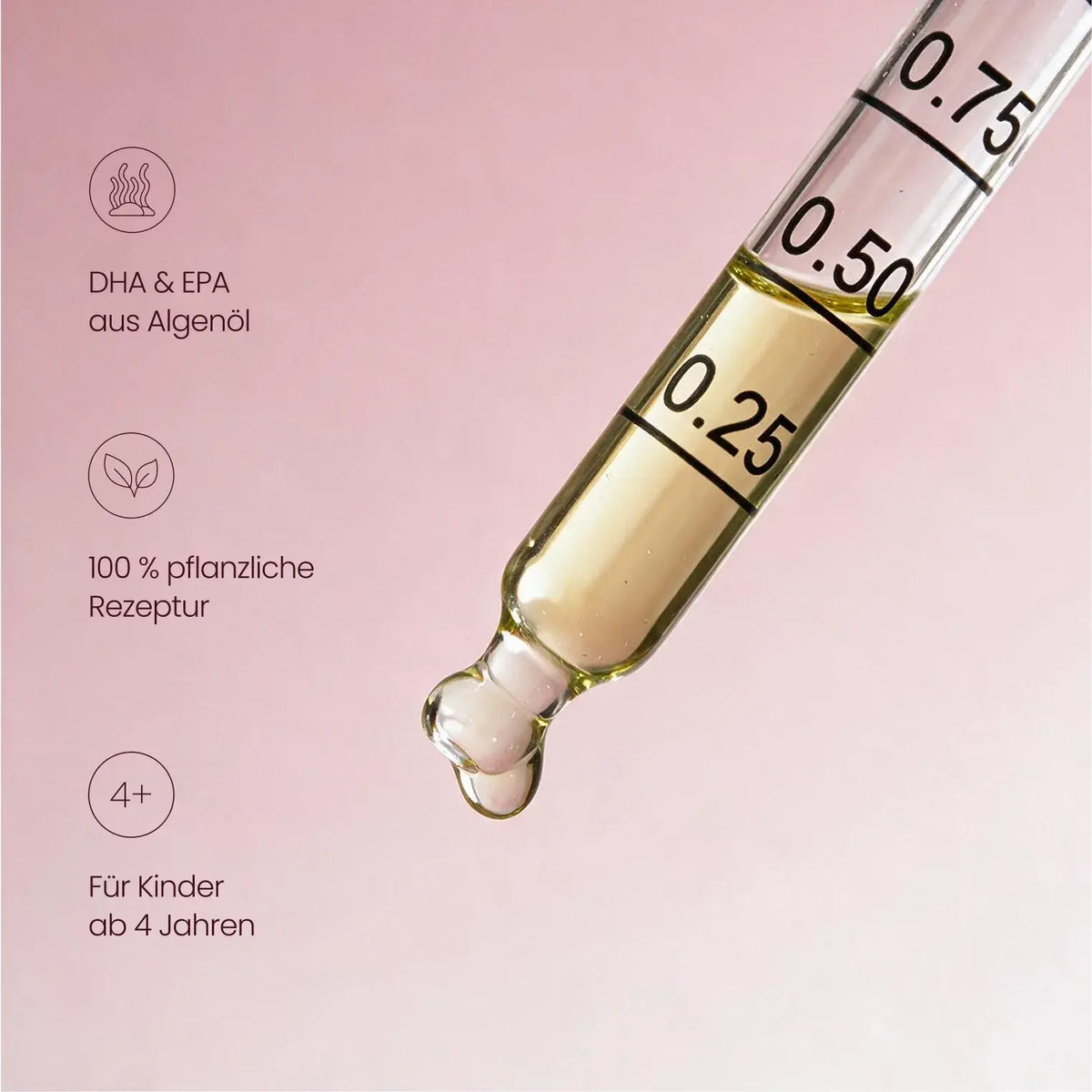 Pipette mit Dosierskala: Cleverfuchs Omega 3 Tropfen vegan mit DHA & EPA aus Algenöl, für Kinder ab 4 Jahren