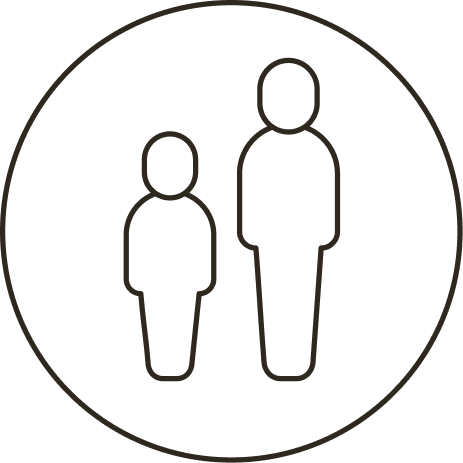 Icon: Kind und Erwachsener nebeneinander