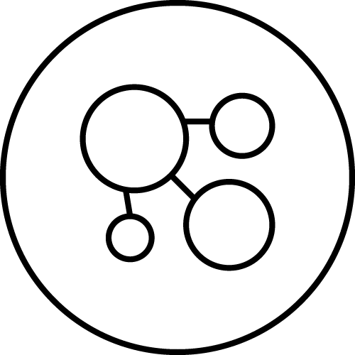 Icon: Molekül aus vier verbundenen Kreisen