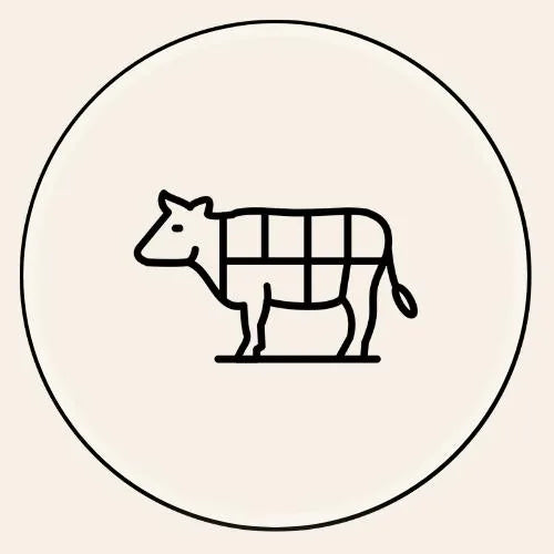 Icon: Rind mit eingezeichneten Teilstücken
