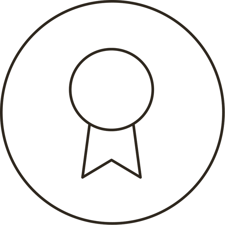 Icon: Rosette mit Schleife im Kreis