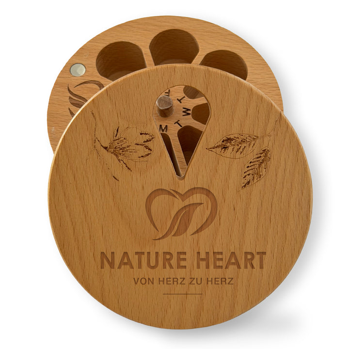 Tabletten Kapsel - Holz Dosierbox