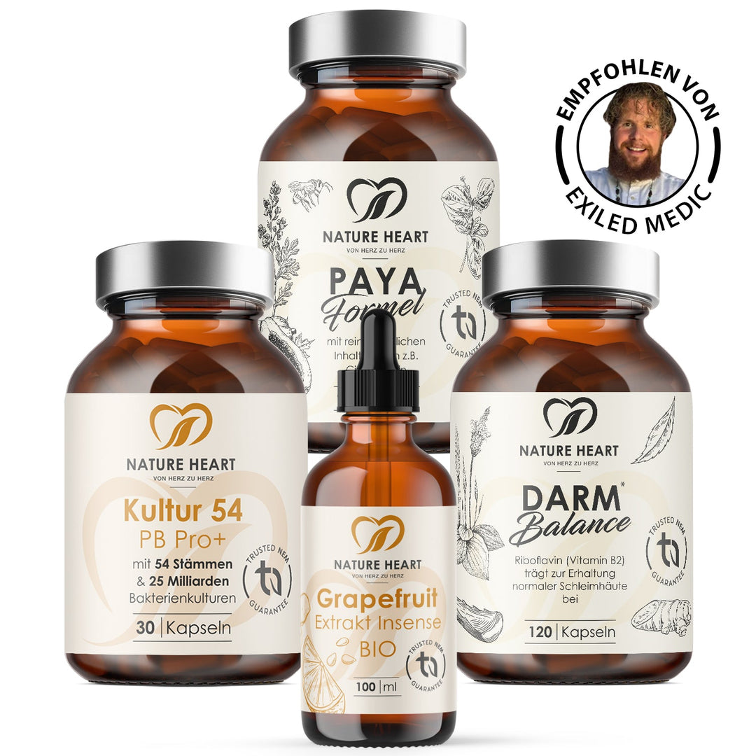 Nature Heart Darm Cleanse Bundle mit Kultur 54 PB Pro+, Paya Formel, Darm Balance und Grapefruit Extrakt Insense BIO, Siegel Empfohlen von Exiled Medic