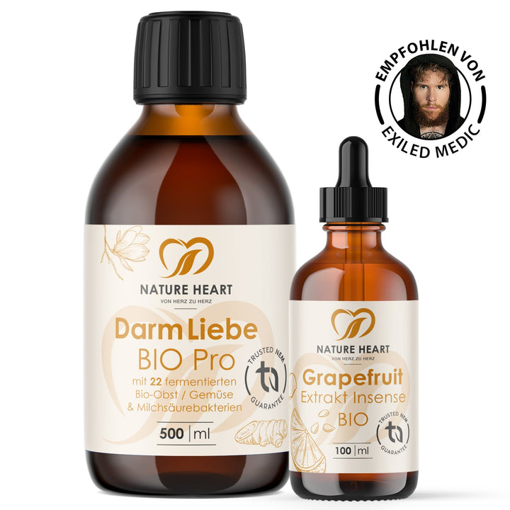 Nature Heart Darmkur Bundle mit Darm Liebe BIO Pro 500 ml und Grapefruit Extrakt Insense BIO 100 ml, Siegel Empfohlen von Exiled Medic