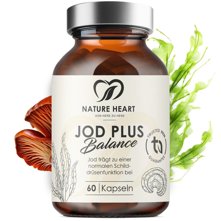 Nature Heart Jod Plus Balance Dose mit 60 Kapseln vor Algen und einem Pilz