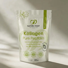 Nature Heart Kollagen Pure Peptides im 450-g-Beutel: geschmacksneutrales Hydrolysat-Pulver mit 18 Aminosäuren, Weidehaltung