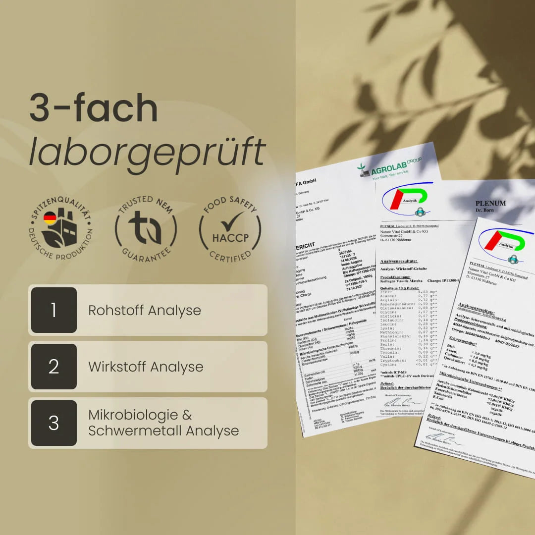 3-fach laborgeprüfte Nature Heart Bio Schwarzkümmelöl Kapseln: Rohstoff-, Wirkstoff- und Schwermetallanalyse, mit beispielhaften Prüfberichten