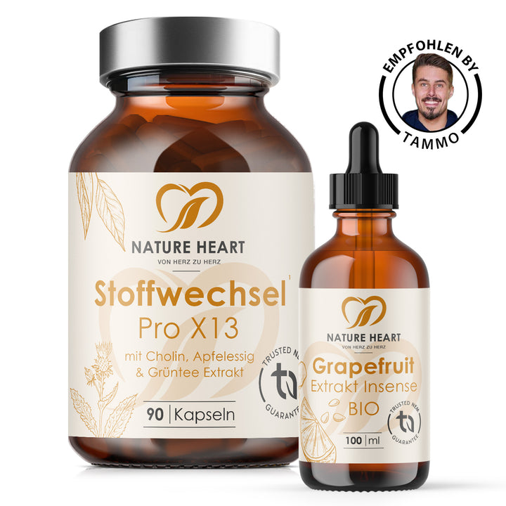 Nature Heart Sommerfigur Bundle mit Stoffwechsel Pro X13 Kapseln, Grapefruit Extrakt Insense BIO Tropfen und Siegel Empfohlen by Tammo