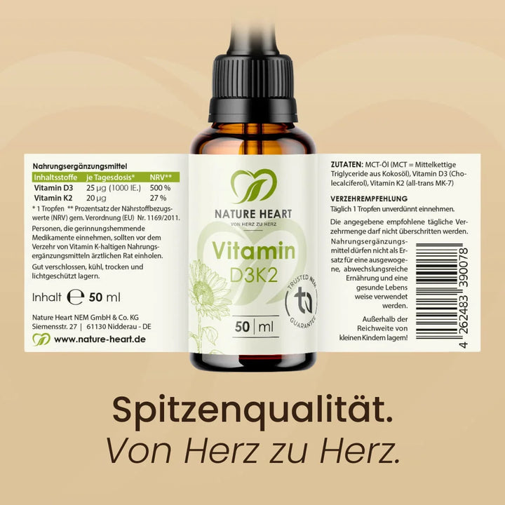 Nature Heart Mikronährstoff-Komplex Vitamin D3+K2 Tropfen