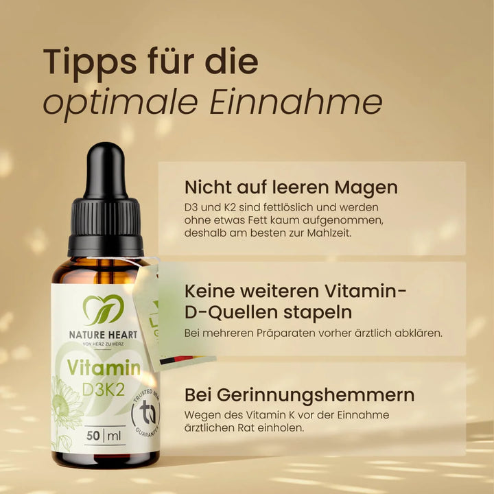 Nature Heart Mikronährstoff-Komplex Vitamin D3+K2 Tropfen