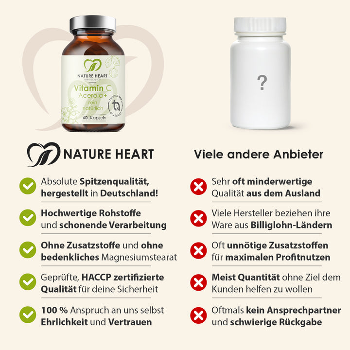 Nature Heart Nahrungsergänzungsmittel Vitamin C Acerola+